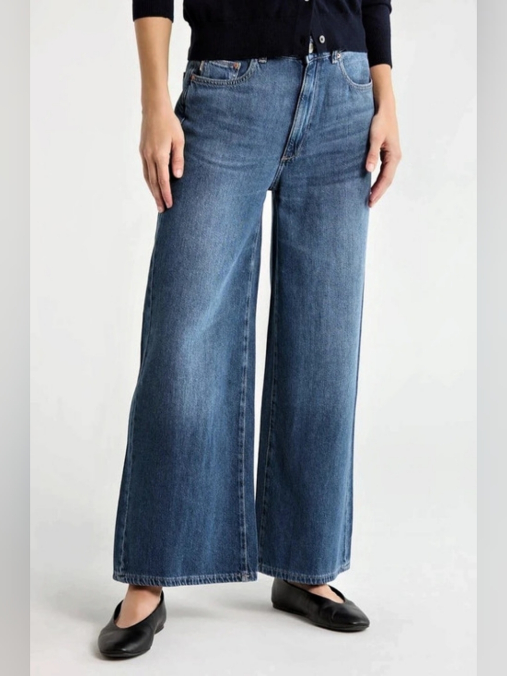 DL1961 Hepburn Wide Leg High Rise Baggy Jeans Blue Sz 28